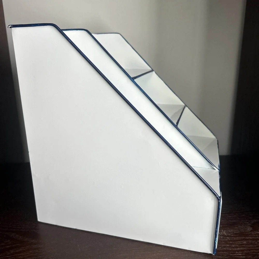 White Metal Desk Organizer Vintage